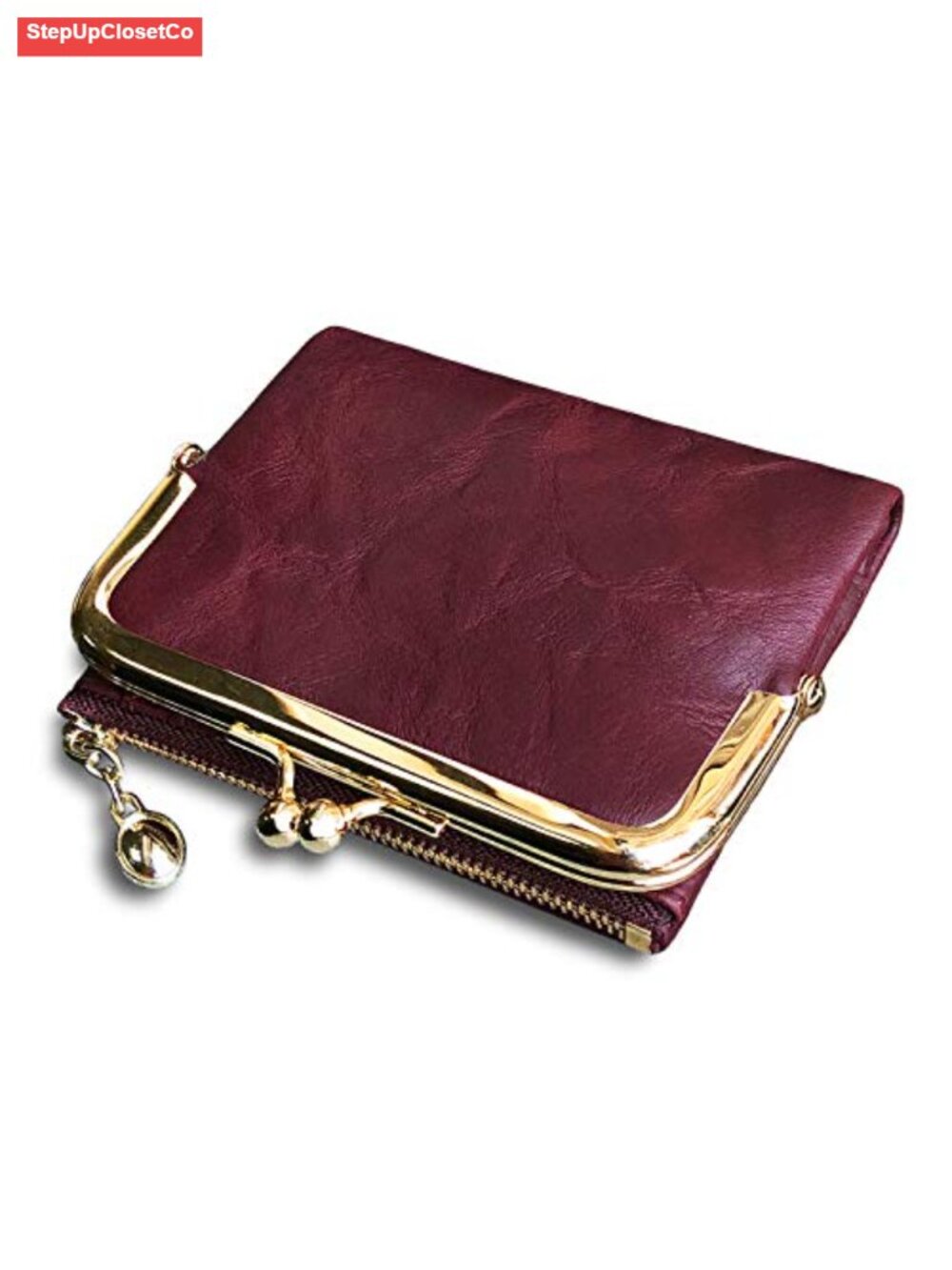 Vintage Women's RFID Bi-Fold Wallet with Zipper Coin Pocket & Kiss Lock